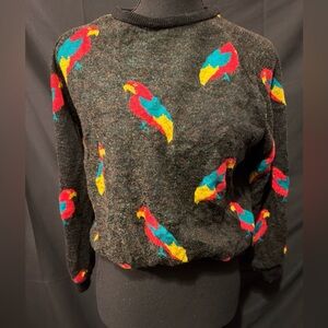 Vintage Encore Black Sweater with Parrot Design